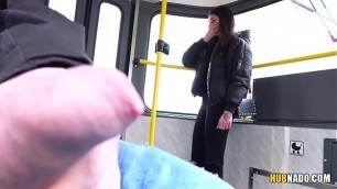 Woman watches me jerking off on a tram&excl; &num; Stacy Sommers