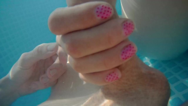 Swimming around naked in a garden pool with teasing