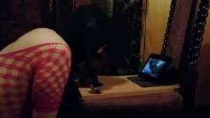 Sissy Deepthroating and A2M while Watching Porn