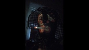 Smoking in Rubber Hood and Mac