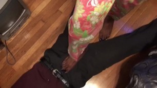 Sexy Footjob from 71yr old Neighbor while I Hook up her Cable